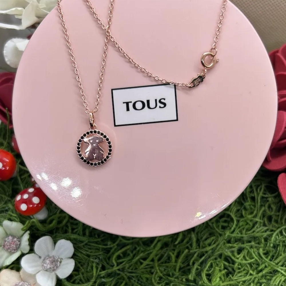 Necklace gold rose with onyx vermeil 925